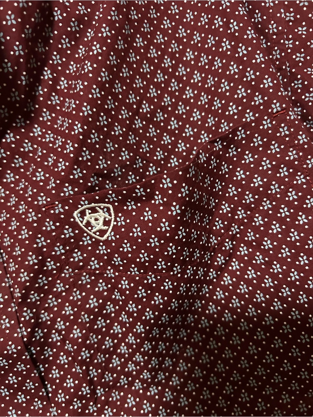 Ariat Men's Burgundy Geometric Button-Down Shirt - Picture 2 of 4